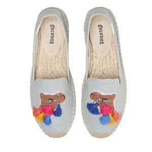 Soludos Camel Tassel Smoking Slipper NWB chambray Women’s size 8